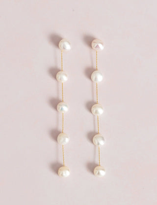 Natural pearl gold dangly drop earrings 